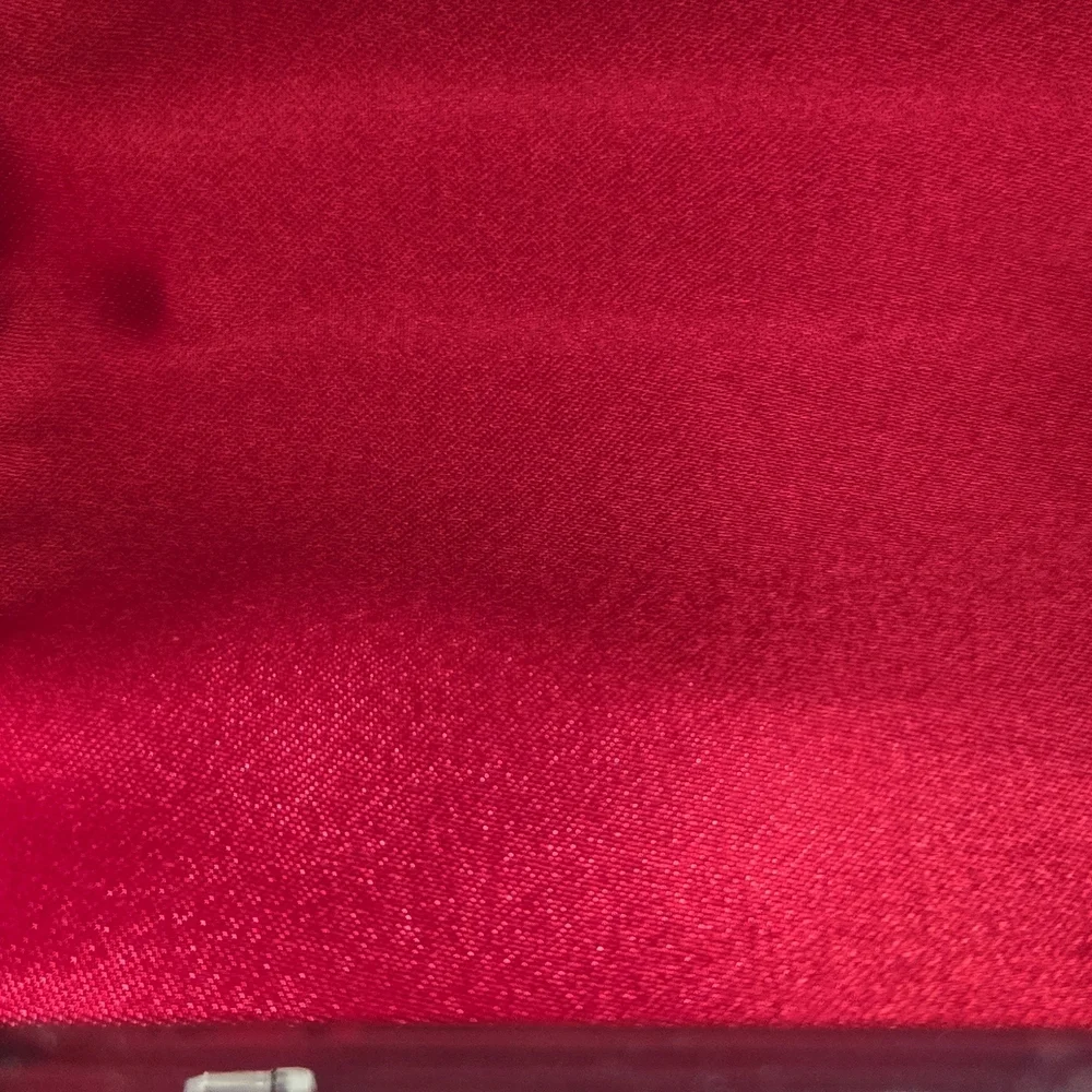 Lulu Townsend Red Satin Evening Clutch Silver Chain Strap - Picture 8 of 8